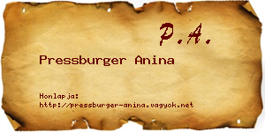 Pressburger Anina névjegykártya